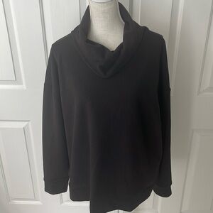 Women's Long Sleeve Cowl Neck Black Sweater - XL